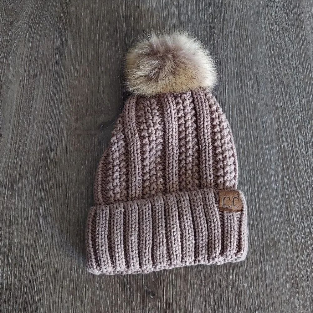 C.C Brown Knit Pom Pom Beanie